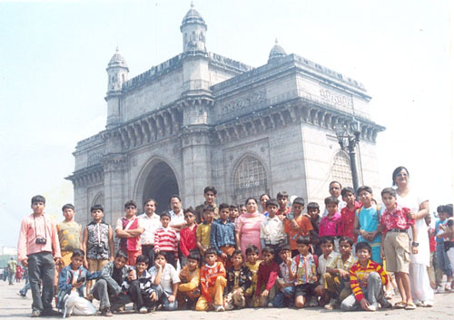 A group of school children on tour